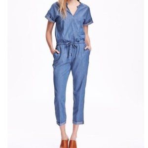Chambray Kimono Wrap Style Jumpsuit